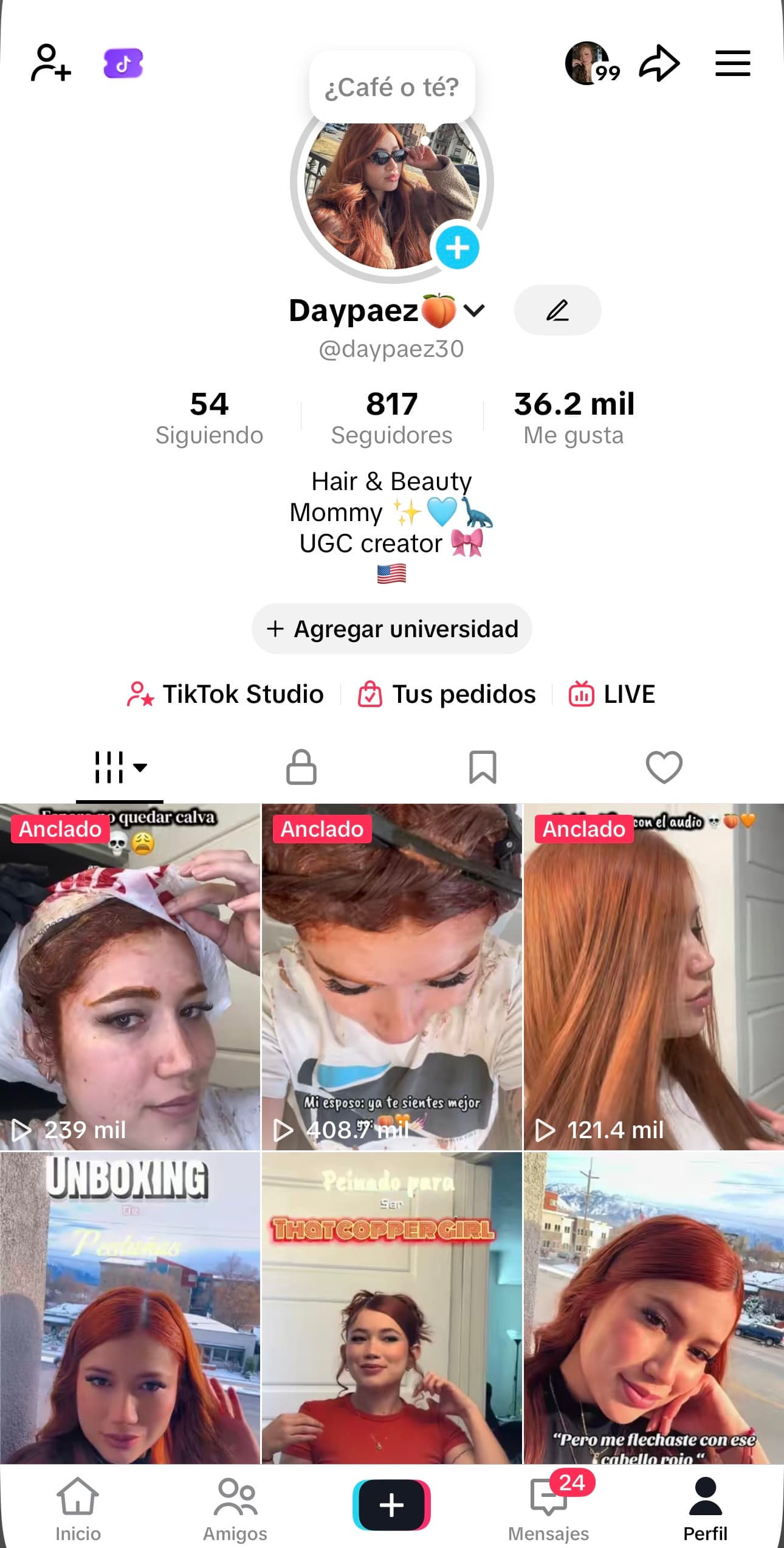 Captura de likes totales en los últimos 7 días