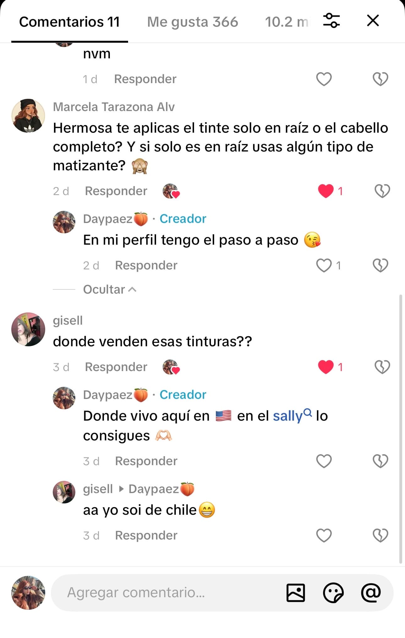 Captura de comentarios solicitando el paso a paso